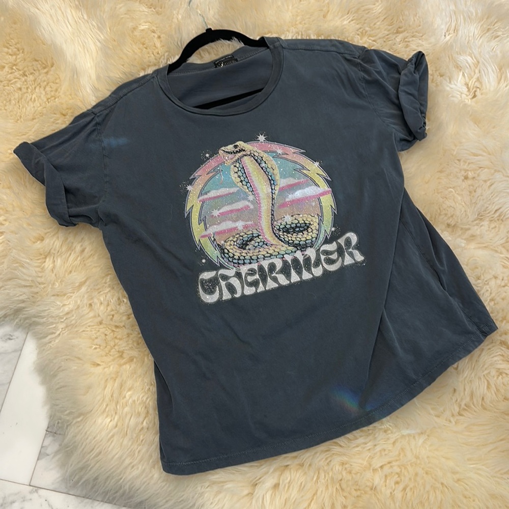 Mother denim tee shirt super soft jersey with snake 🐍 picture on front
